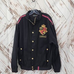Coogi Embroidered Varsity Bomber‎ Black Denim Jacket
